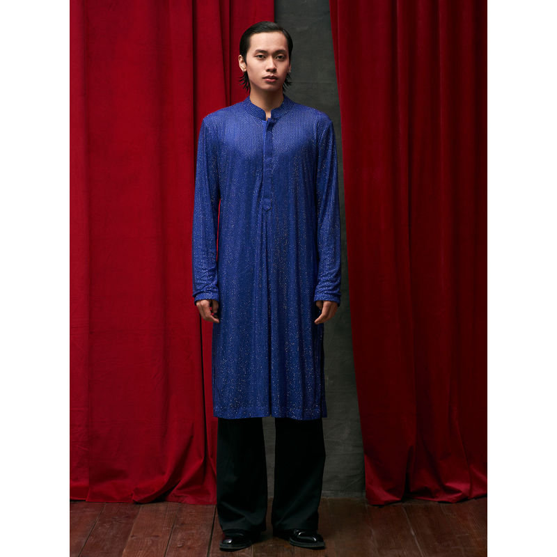 ITRH Cobalt Crystal Kurta And Pants (Set of 2) (XS)