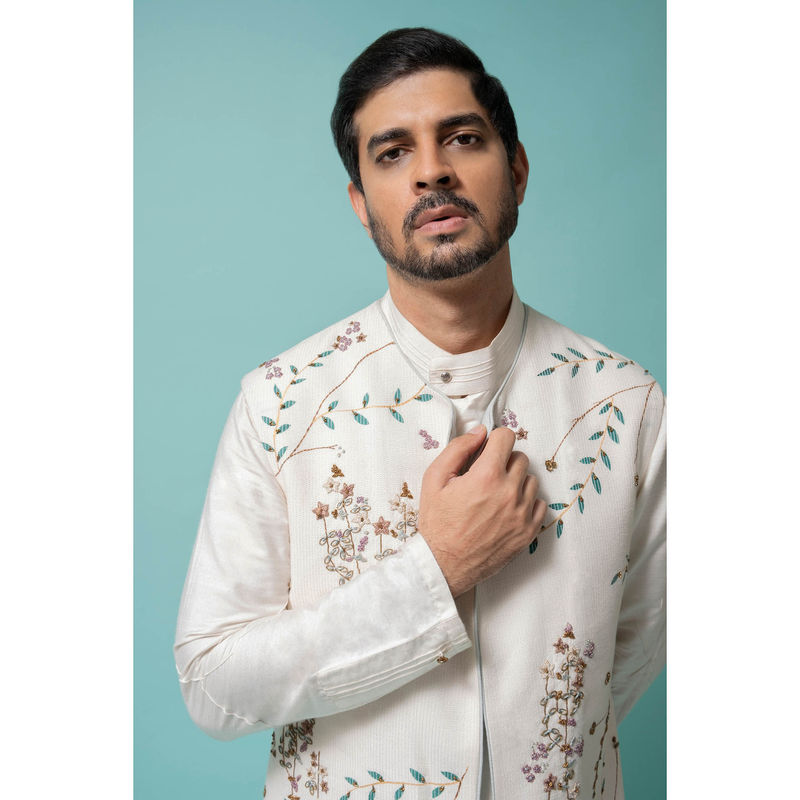 Jatin Malik Ivory Handpaint Contemporary Jacket (Set of 3) (S)