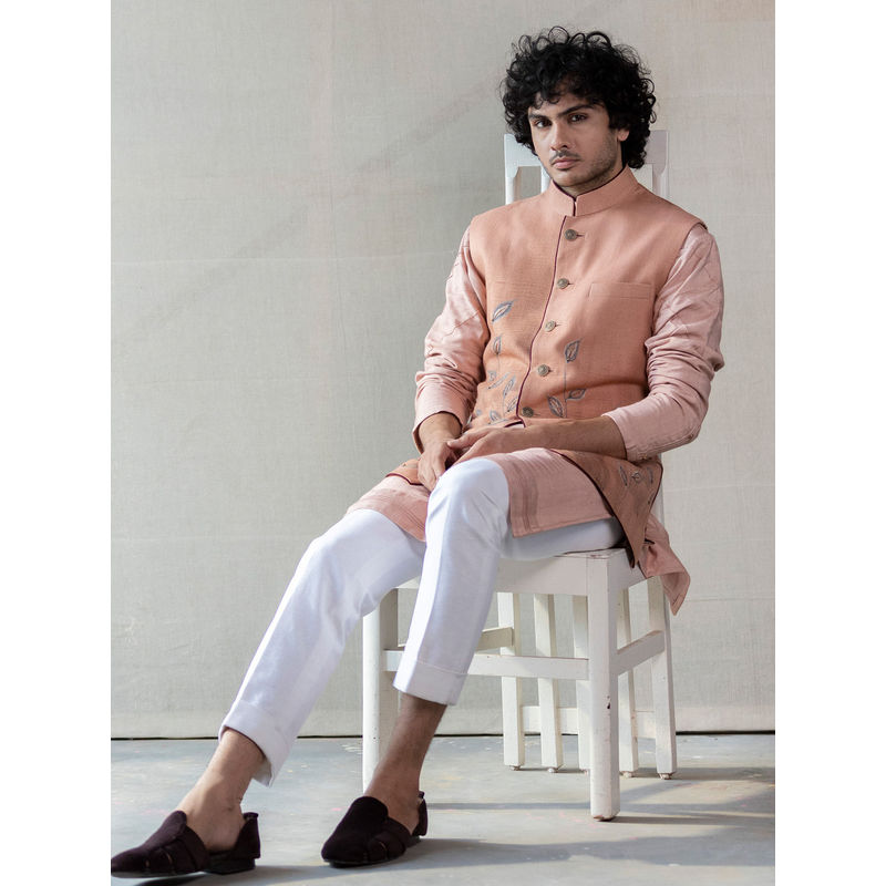 Jatin Malik Old Rose Nehru Jacket (Set of 3) (XS)