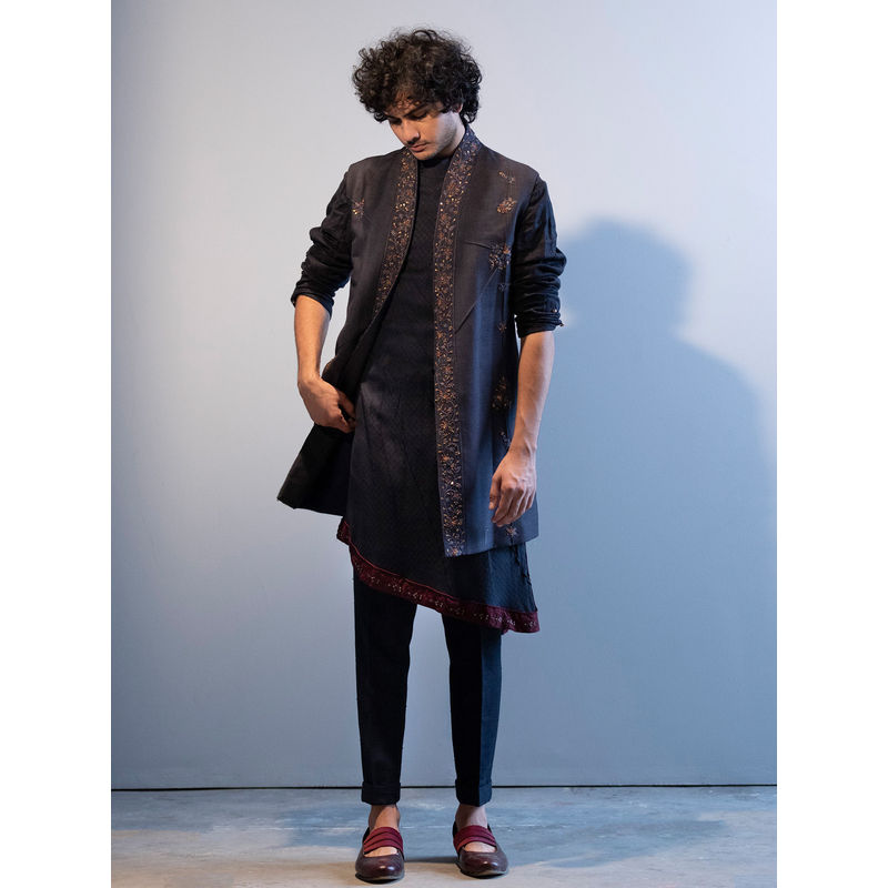 Jatin Malik Midnight Blue Shrug (Set of 3) (XS)