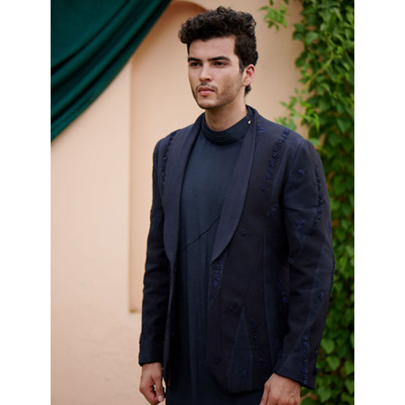 Jatin Malik Midnight Blue Short Jacket (Set of 3) (XS)