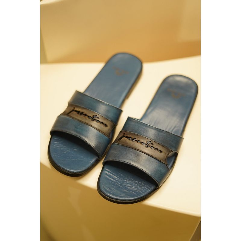 Jatin Malik JMC Handmade Teal Slides (UK 9)