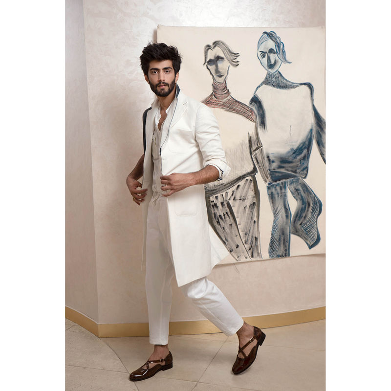 Jatin Malik Chalk White Overcoat (Set of 3)(XS)