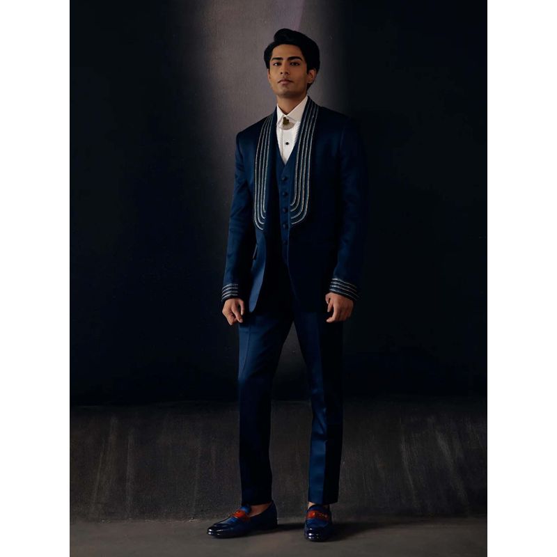 Jatin Malik Space Blue Tux (Set of 4) (XS)