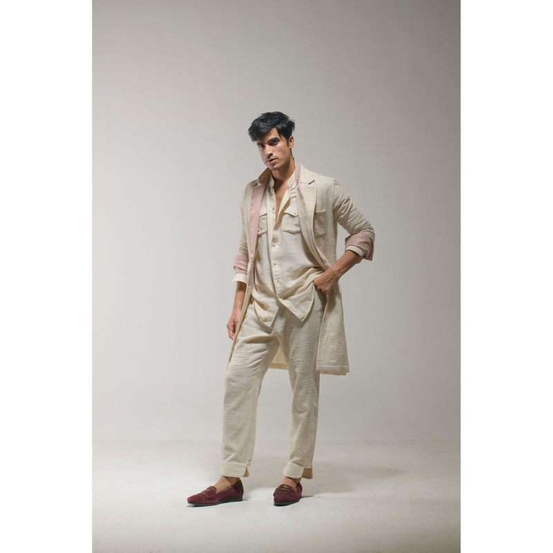 Jatin Malik Beige Overcoat (Set of 2) (S)