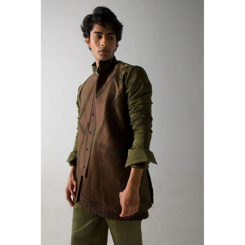 Jatin Malik Mr. Olive in Brown Shacket (S)
