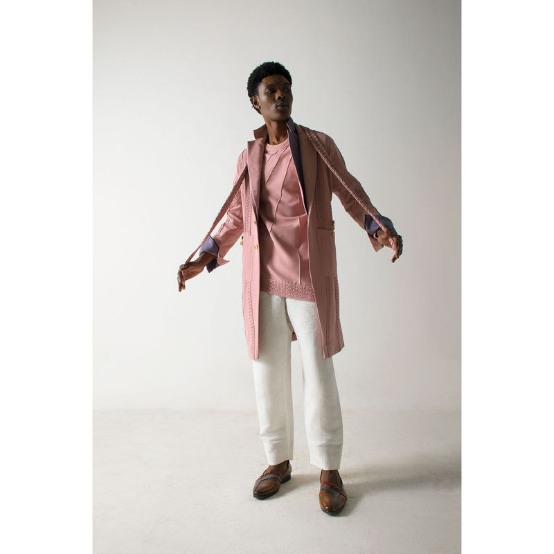 Jatin Malik Mr. Pink Overcoat (Set of 4) (S)