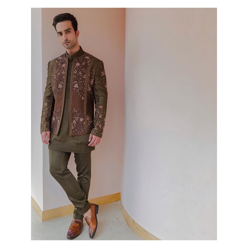 Jatin Malik The Dolce Olive Short Jacket (Set of 3) (S)