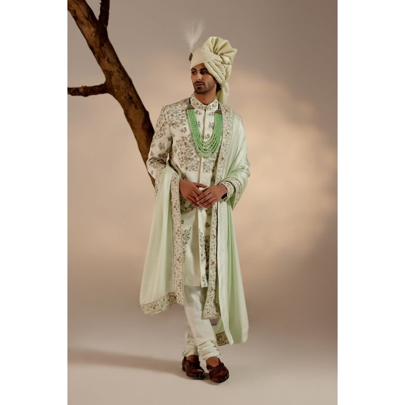 Jatin Malik The Elegant Groom Sherwani with Stole & Safa (Set of 5) (XS)