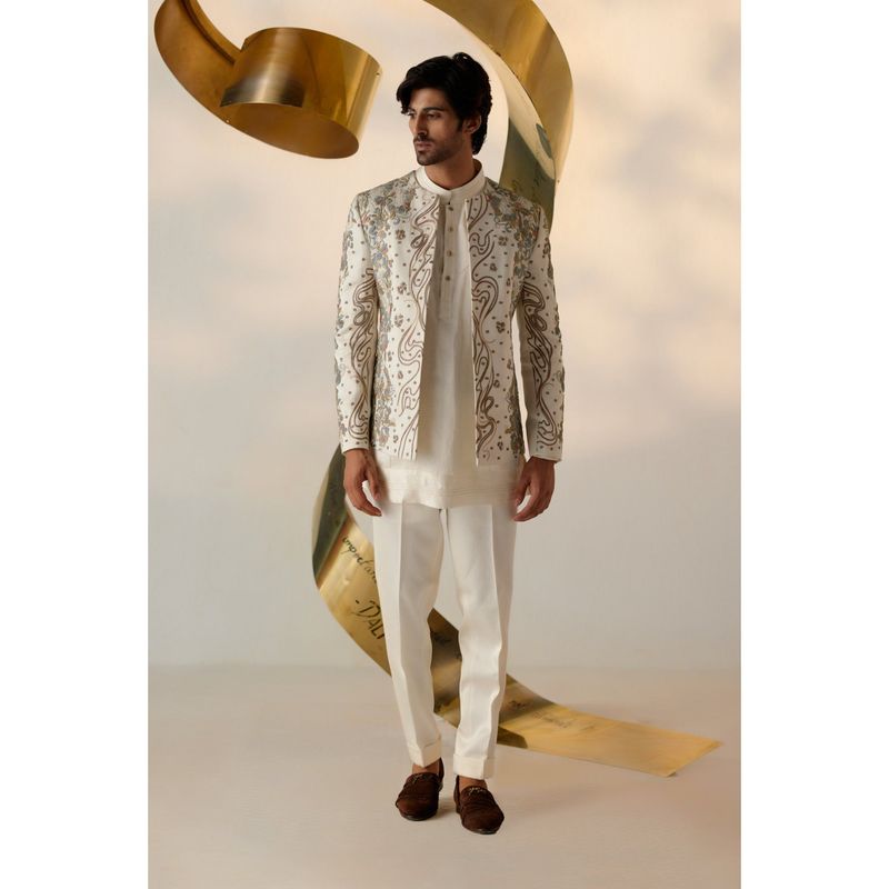Jatin Malik Eleven Short Jacket with Kurta & Trouser (Set of 3) (XS)
