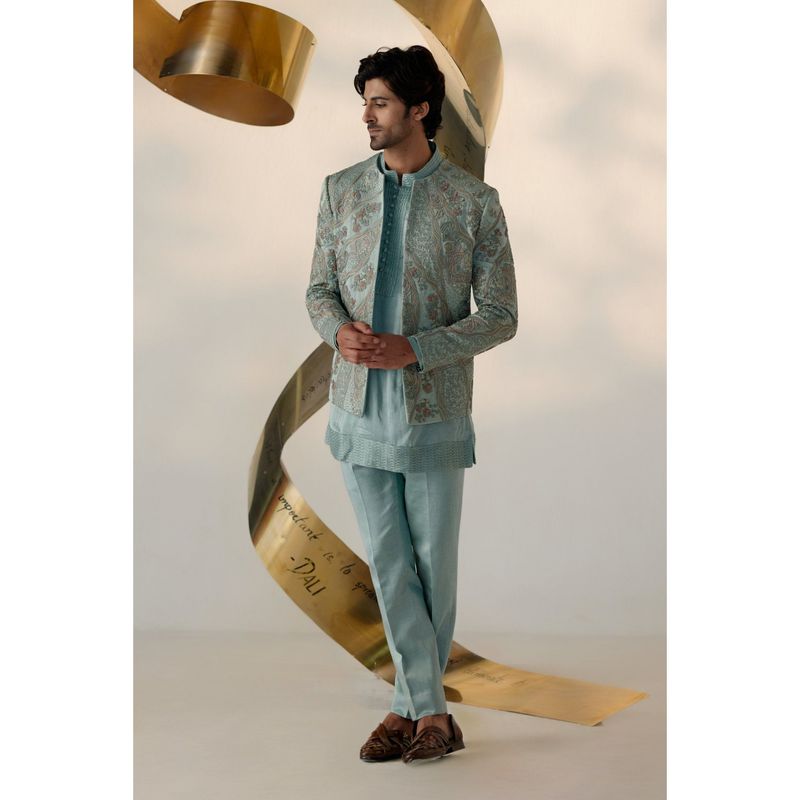 Jatin Malik Chateau Delight Short Jacket with Kurta & Trouser (Set of 3) (XS)