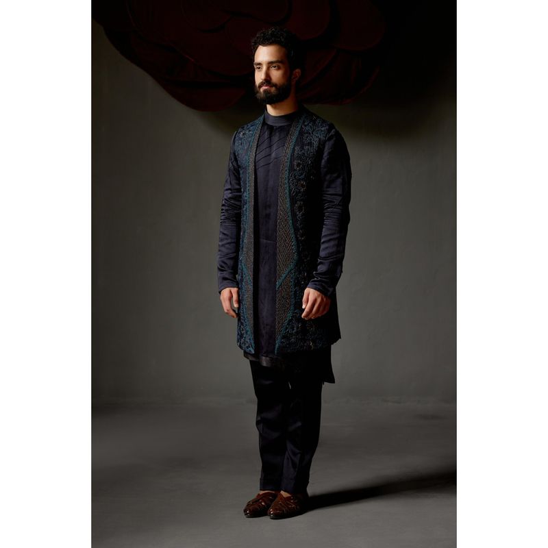 Jatin Malik John Wane Shrug with Kurta & Trouser (Set of 3) (XS)