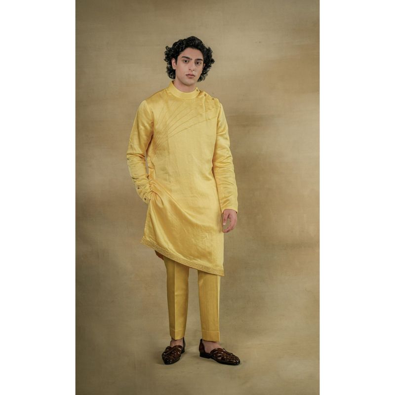 Jatin Malik Lemon Yellow Kurta (Set of 2) (XS)
