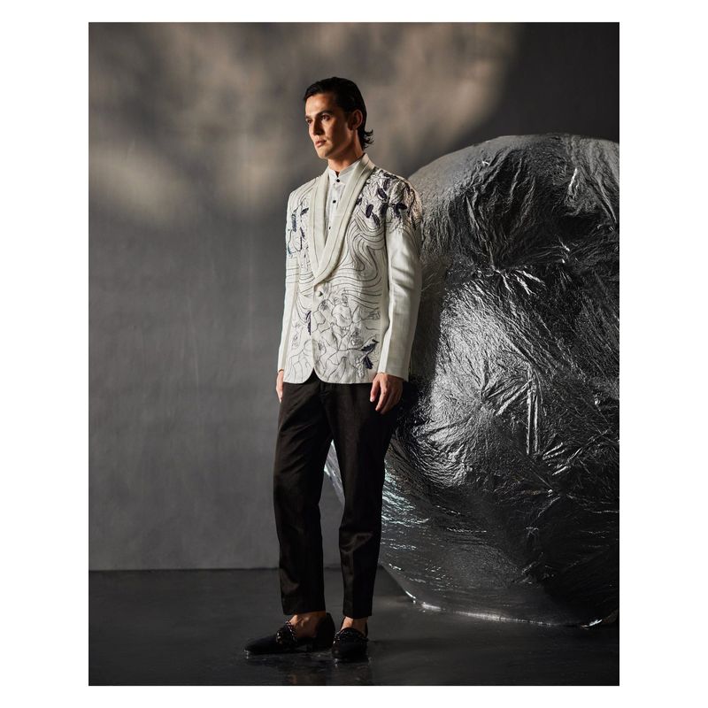 Jatin Malik Glimmer Comp Blazer with Shirt & Trouser (Set of 3) (XS)