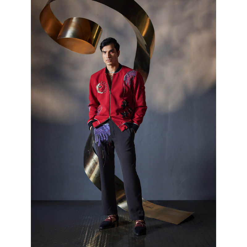 Jatin Malik The Veiled Heart Bomber Jacket with Trouser (Set of 2) (XS)