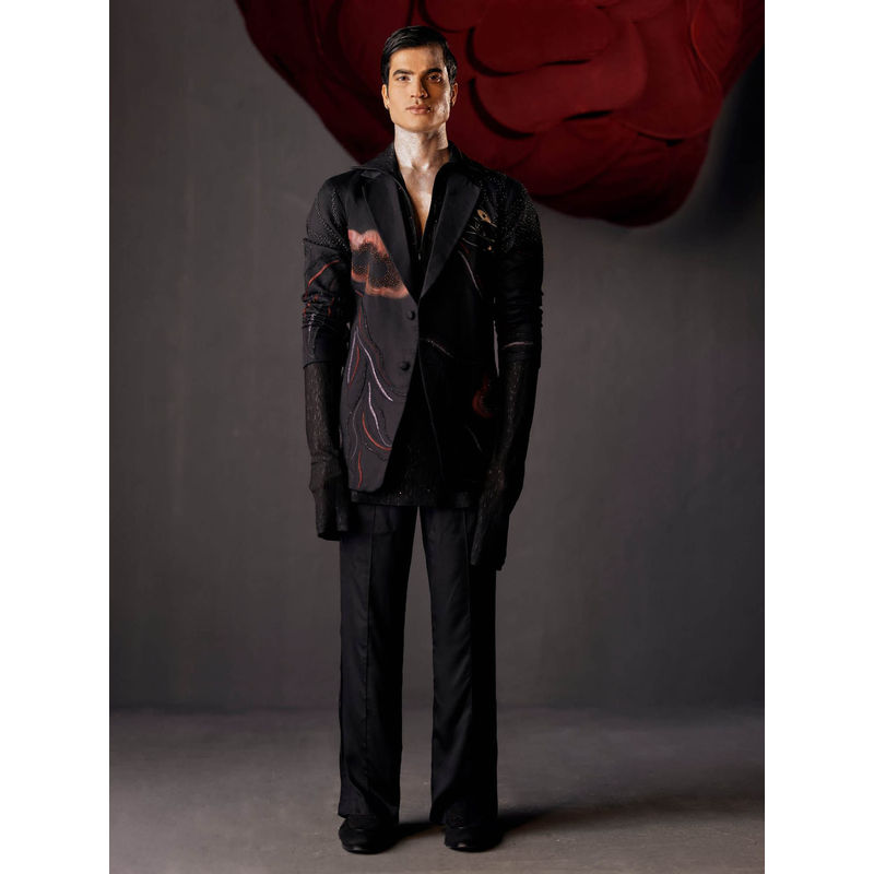 Jatin Malik Poster Blazer with Shirt & Trouser (Set of 3) (XS)