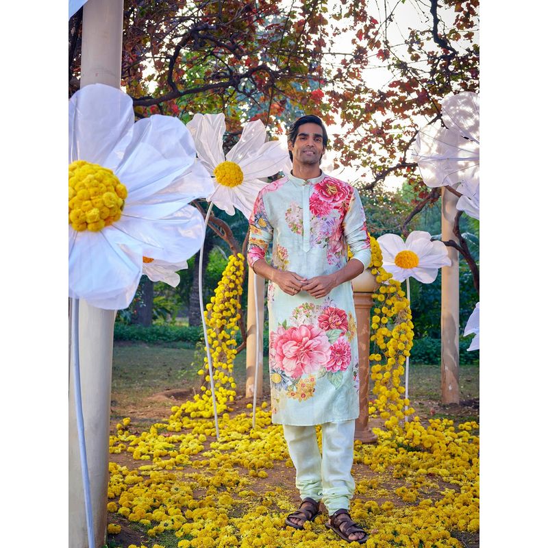 KALISTA Green Yug Kurta with Churidar (Set of 2) (XS)