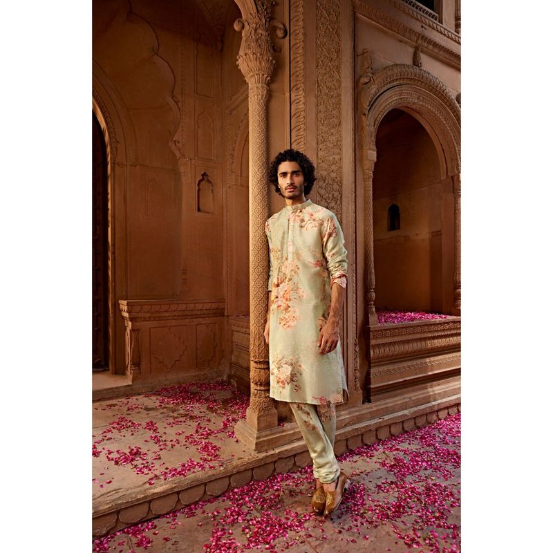 KALISTA Cream Arf Kurta with Churidar (Set of 2) (XS)