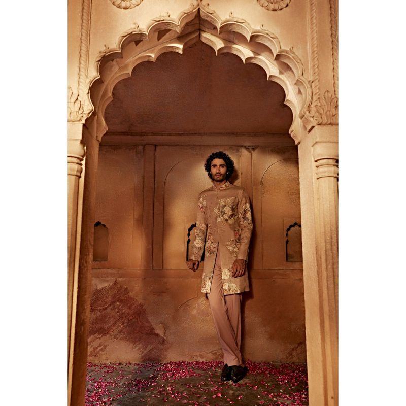 KALISTA Pink Kairav Sherwani with Pant (Set of 2) (XS)