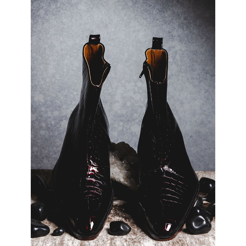 Kavith Sainaani Burgundy Patent Croc Boots (Pack of 2) (UK 5)