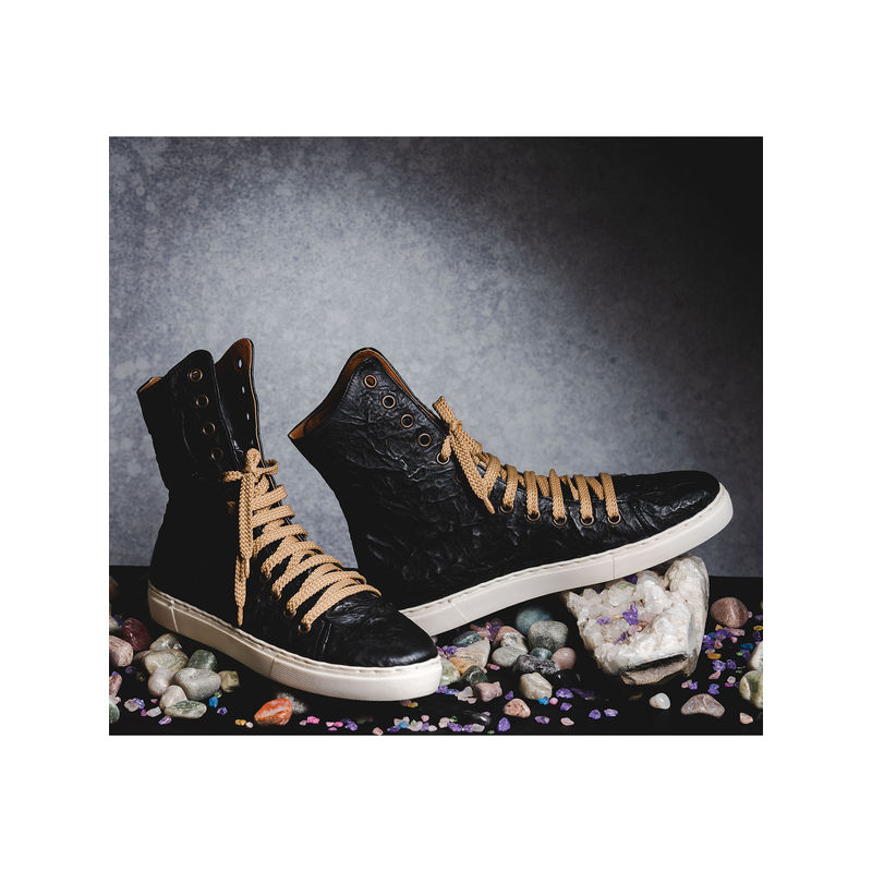 Kavith Sainaani Black Tall Crinkle Sneakers (Pack of 2) (UK 5)