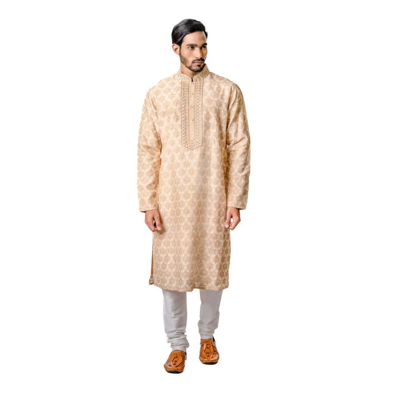 Krishna Mehta Biscuit Block Printed Kurta (Set of 2) (XS)