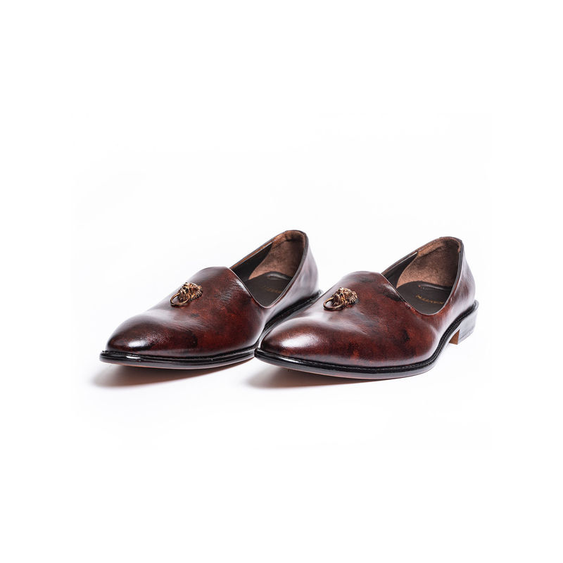 Kavith Sainaani Brown Patina Ornament Juttis (UK 5)