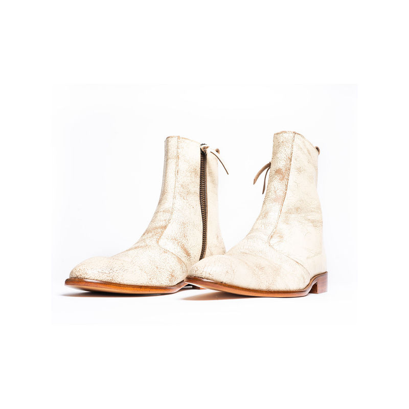 Kavith Sainaani White Distressed Boots (UK 5)