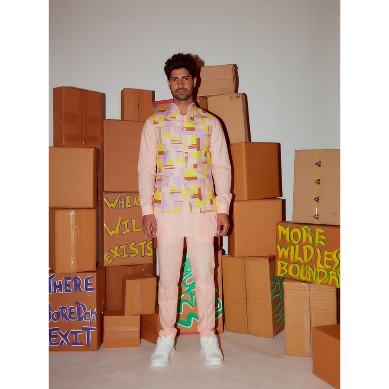 Nirmooha Kurta with Straight Pant and Multicolor Nehru Jacket (Set of 3) (XS)