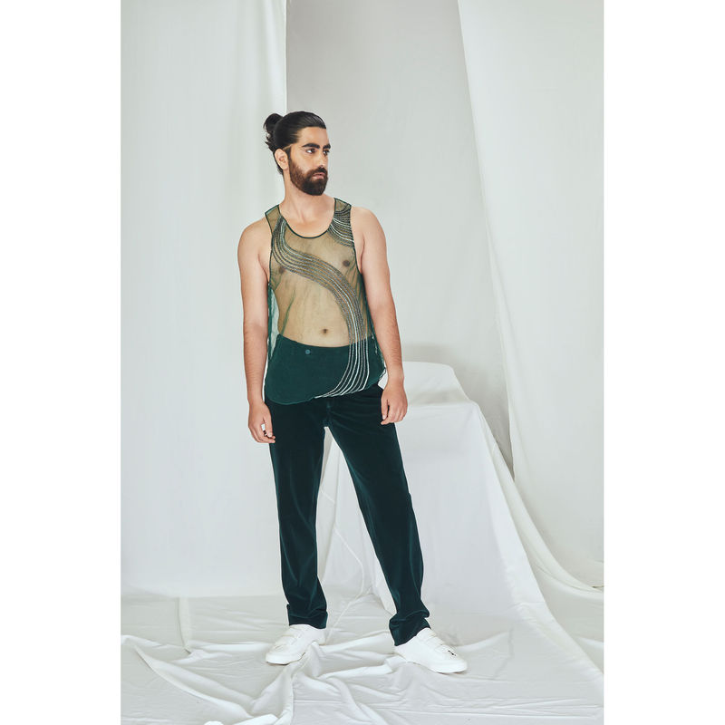 Nirmooha Emerald Tank Top with Cording Detailing (XS)