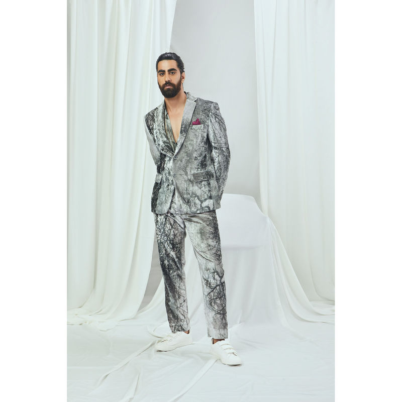 Nirmooha Forest Printed Velvet Blazer (XS)