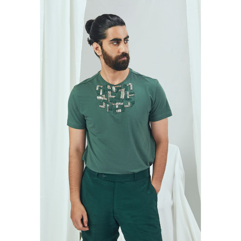 Nirmooha Emerald Embroidered T-Shirt (XS)