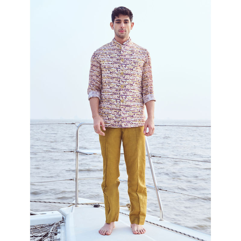 Nirmooha Printed Bandi with Shirt & Straight Pants (Set of 3) (XS)