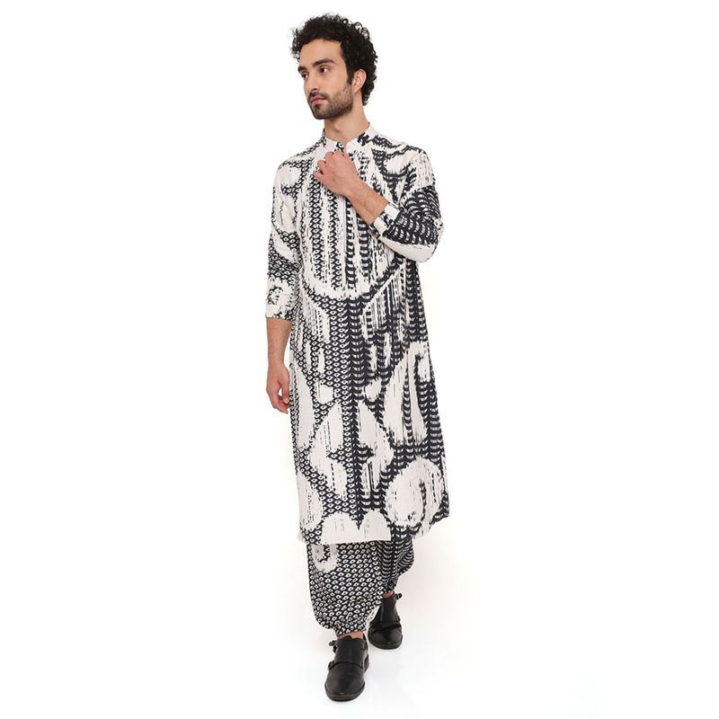 PS Men by Payal Singhal Multi Uzbec Print Dupion Silk Kurta With Salwar Pant (Set of 2) (38)