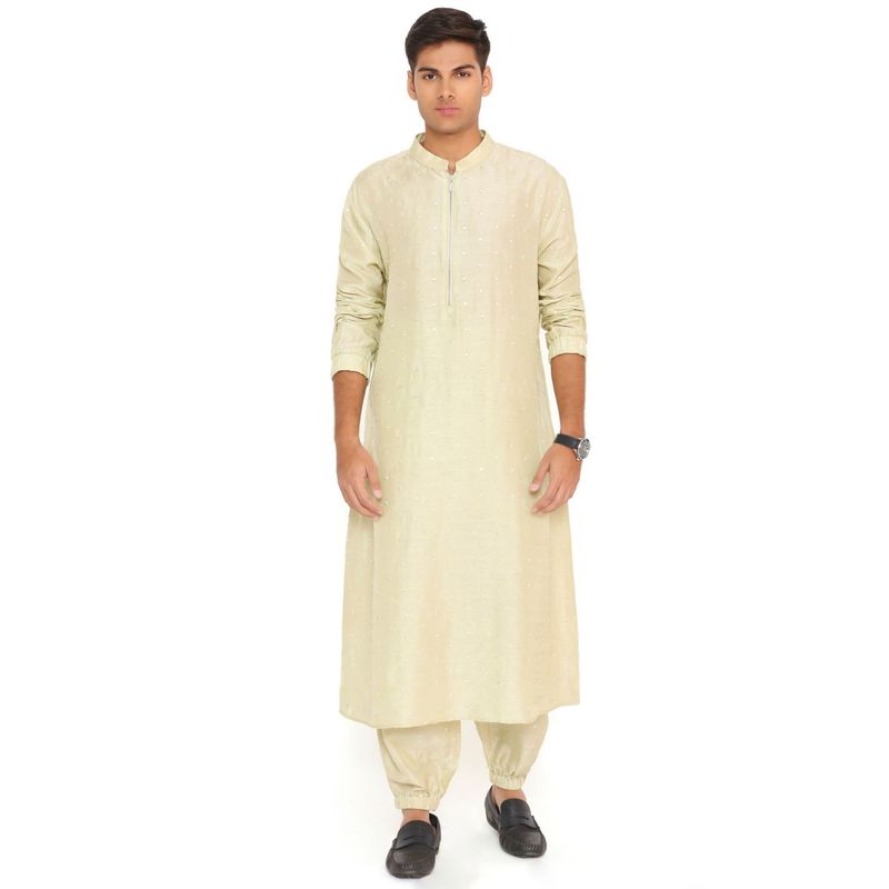 PS Men by Payal Singhal Mint Abla Silk Kurta With Salwar Pant (Set of 2) (38)