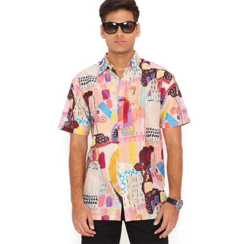 PS Men by Payal Singhal Trance Print Silkmul Shirt (38)