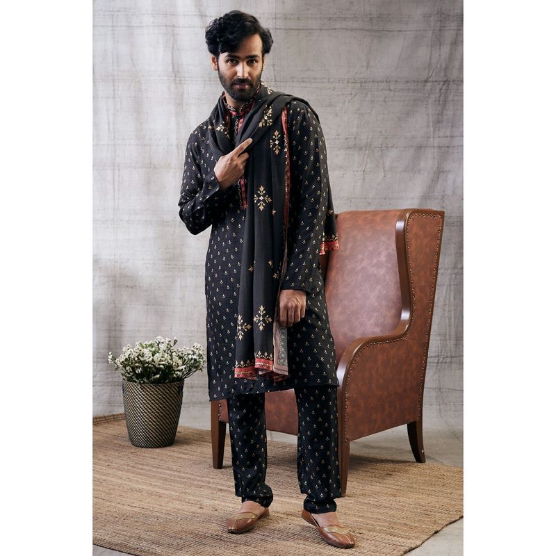 Soup by Sougat Paul Zahra Printed Kurta with Shawl (Set of 3) (XS)