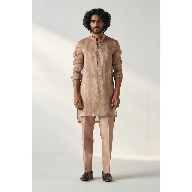 STUDIO BAGECHAA Brown Naksh Short Kurta with Pant (Set of 2) (XS)