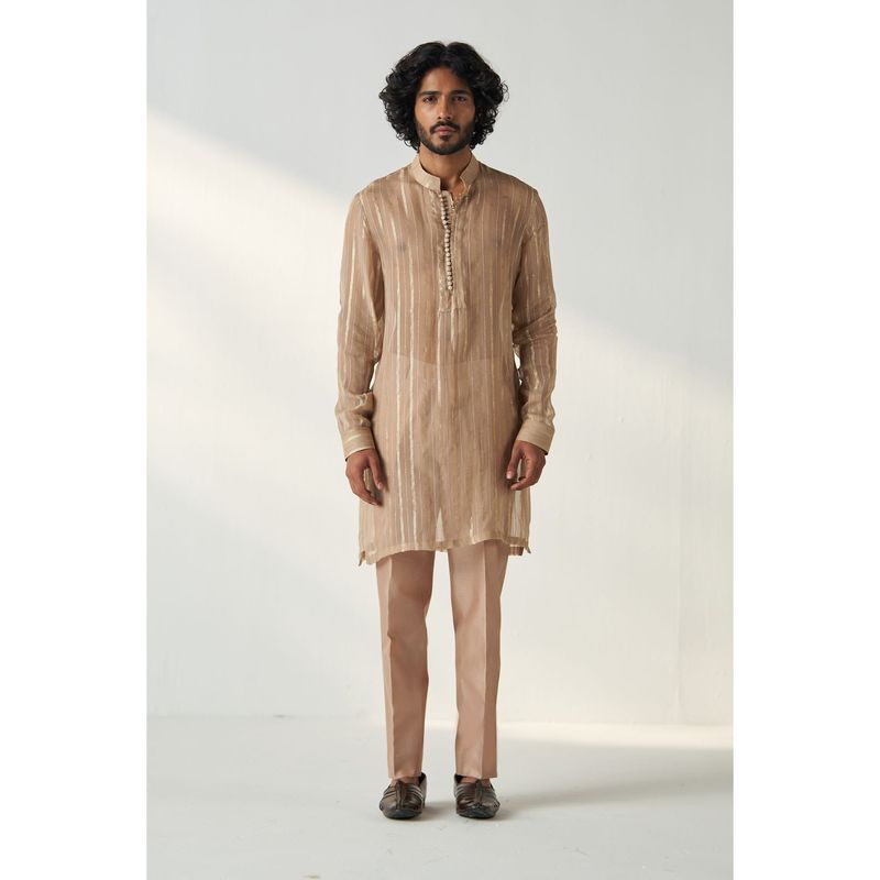 STUDIO BAGECHAA Beige Omkar Short Kurta with Pant (Set of 2) (XS)