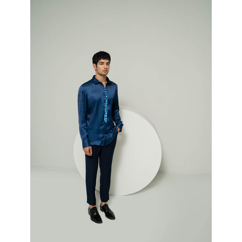 Varun Chakkilam Blue Hourglass Block Shirt (XS)