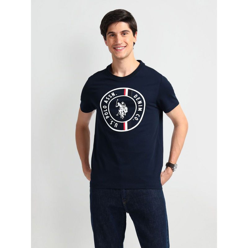 U.S. Polo Assn. Denim Co. Blue Brand Graphic Cotton T-Shirt (L)