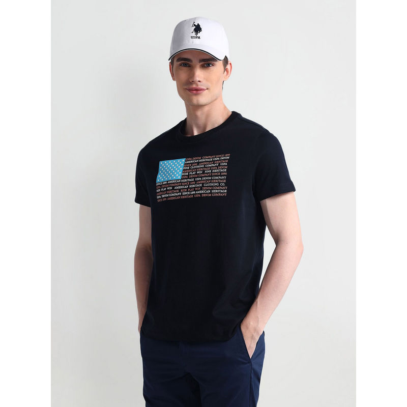 U.S. POLO ASSN. Blue Crew Neck Slim Fit T-Shirt (XL)