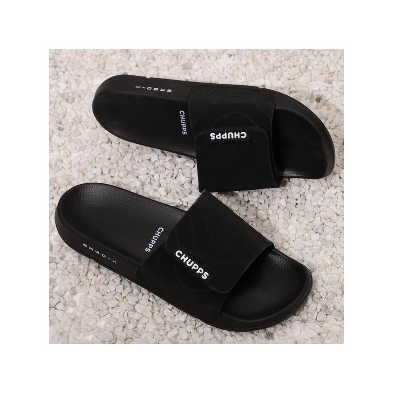 Chupps Men Flow Orthopedic Arch Support Sliders - Black & Black (UK 9)