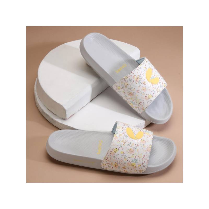 Chupps Women Grace Anti-Skid Comfort Sliders - White Yellow (UK 6)