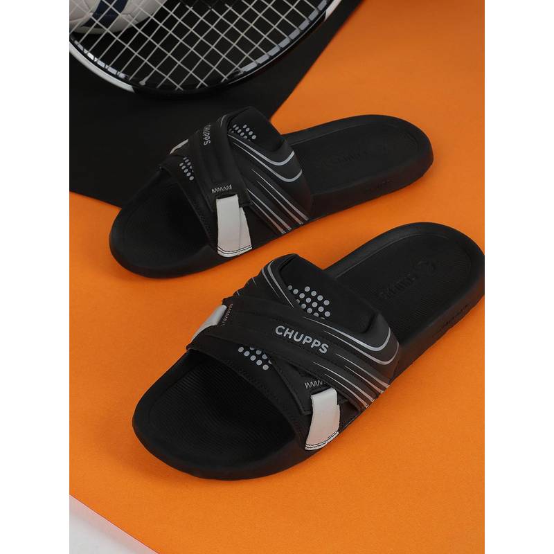 Chupps Men Vertex Anti-Skid Comfort Sliders - Black (UK 7)