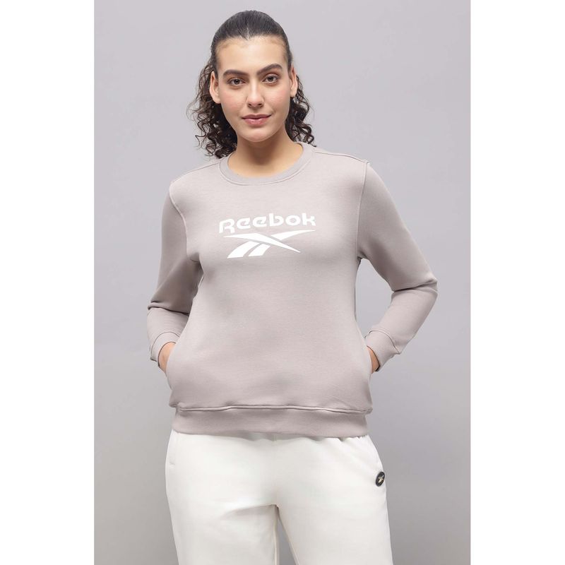 Reebok Grey Solid Regular Fit Sweatshirt (S)