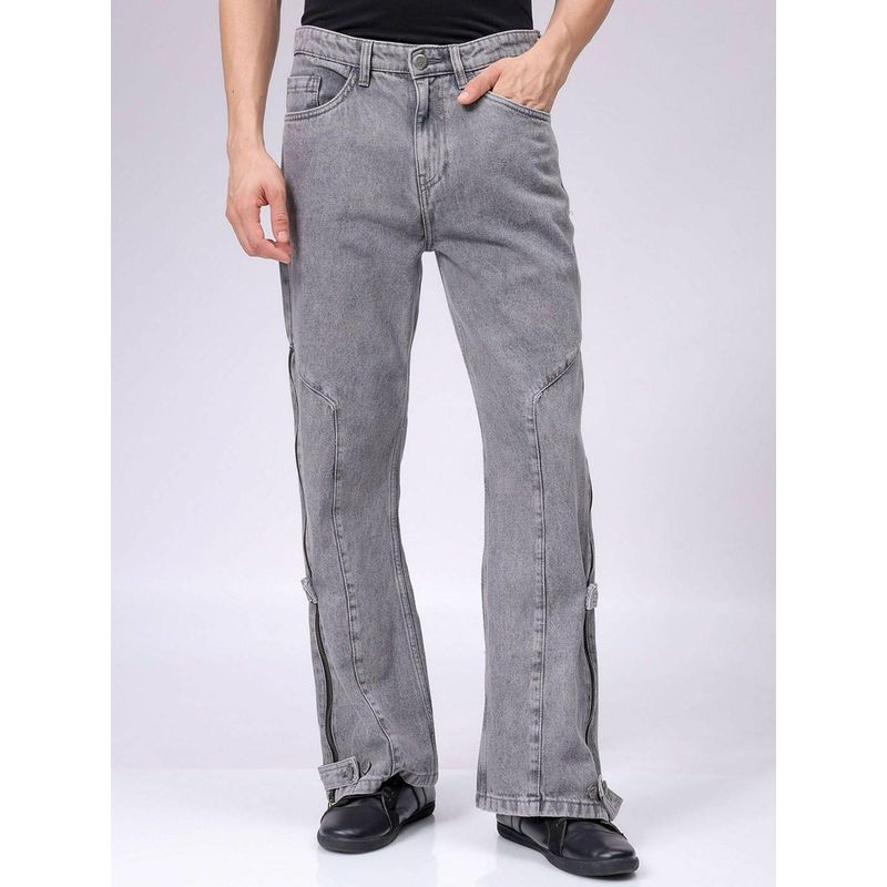 The Indian Garage Co Grey Bootcut Solid Mid-Rise Jeans (30)