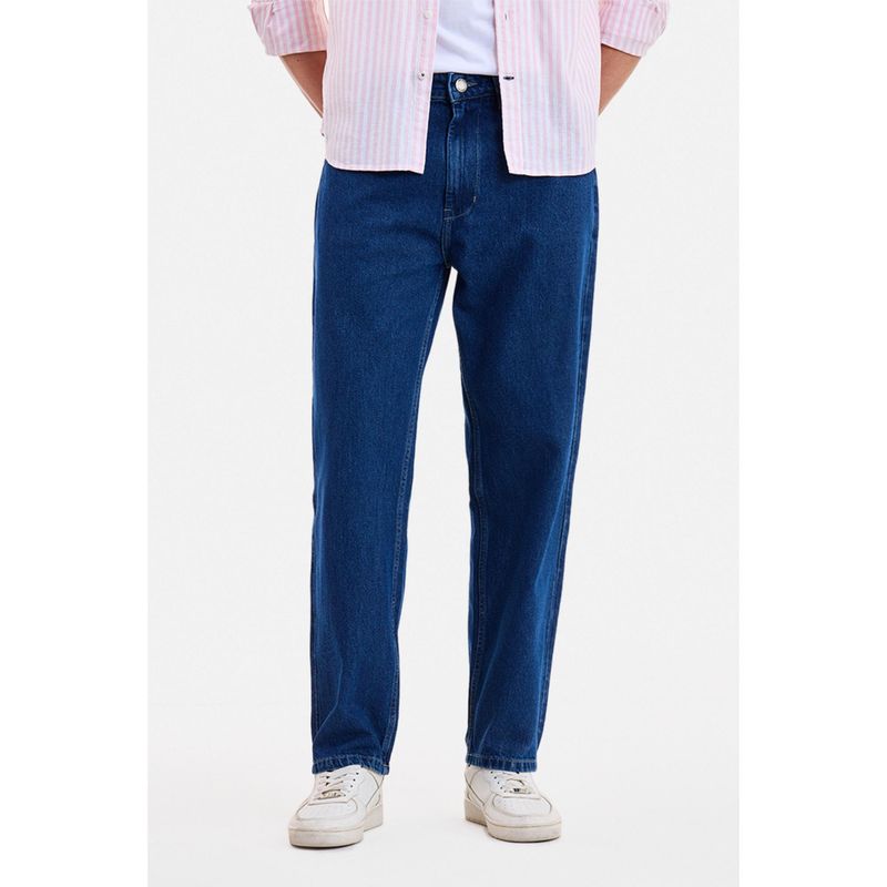 Snitch Blue Acid Wash Relaxed Casual Jeans for Men (30)