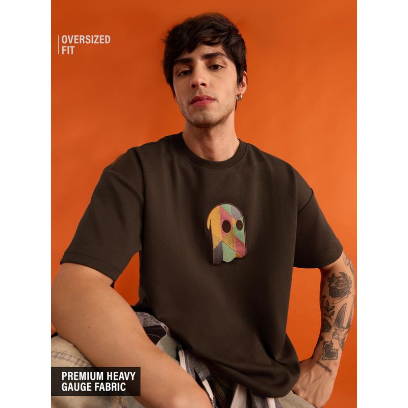 The Souled Store Originals Fusion Brown Oversized Mens T-Shirt (3XL)