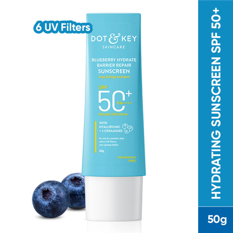 Dot & Key Blueberry Hydrating Barrier Repair Face Sunscreen SPF 50+ PA++++ - 100% No White Cast